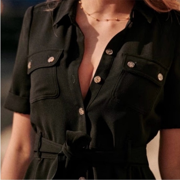 Sezane Jeannette Jeanette Button Down Belted Shirt Dress Size 8 Medium - Picture 2 of 12